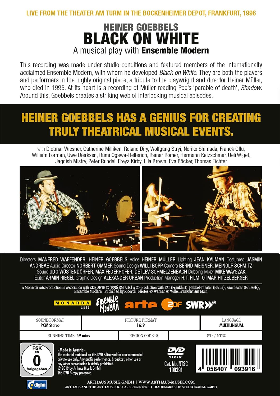 Ensemble Modern - Heiner Goebbels: Black on White (Region 0 DVD)