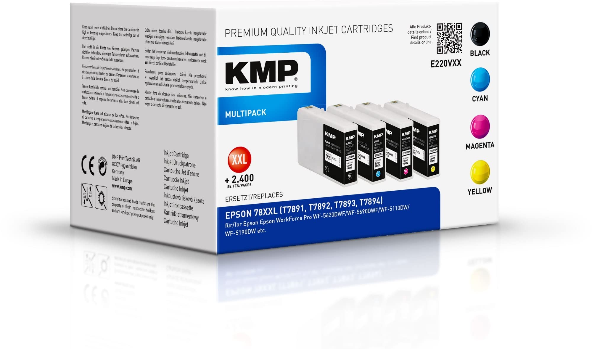 KMP E220VXX Tintenpatrone ersetzt Epson T7891 (C13T789140), Epson T7892 (C13T789240), Epson T7893 (C13T789340), Epson T7894 (C13T789440