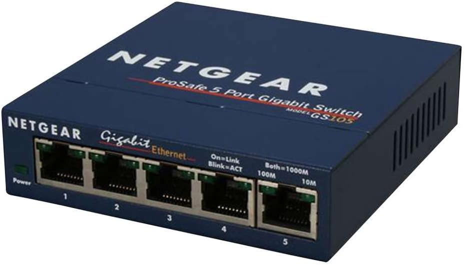 NETGEAR Switch de red Gigabit de 5 puertos GS105 - Switch Ethernet - Plug-and-Play - Funcionamiento silencioso - Montaje en sobremesa o pared