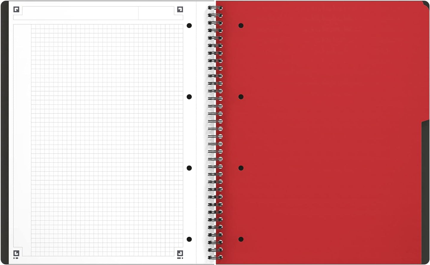 OXFORD 100104329 Activebook International A4 + Checkered with Indexable Index and Document Pocket Gray Spiral Notebook Block - a smart organization for managers and executives