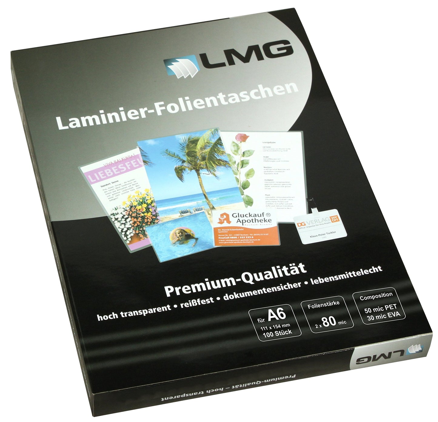 LMG lmga6 – 80 plastificar A6, 111 x 154 mm, 2 x 80 micras, 100 unidades