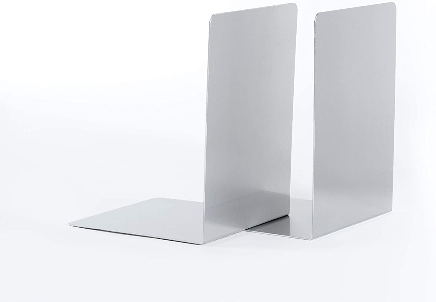 MAUL Buchstütze aus Aluminium (2er Pack) 16x15x21cm | Bücherhalter, Organizer für Kinder, Bücher, Büro, Regal | Bücherstütze im stilvollen Aluminium Design, möbelschonender Buchhalter | Silber