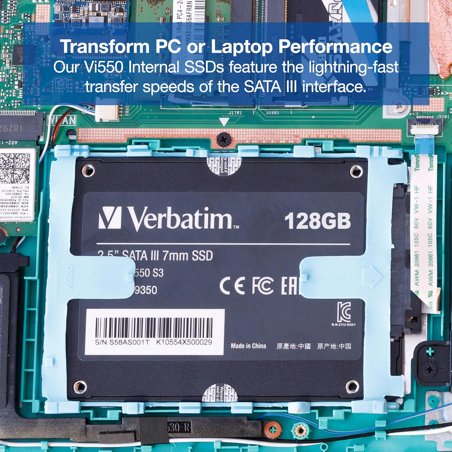 Verbatim Vi550 S3 SSD - internal SSD - Solid State Drive - 2.5'' SATA III interface - internal SSD drive with 3D NAND technology