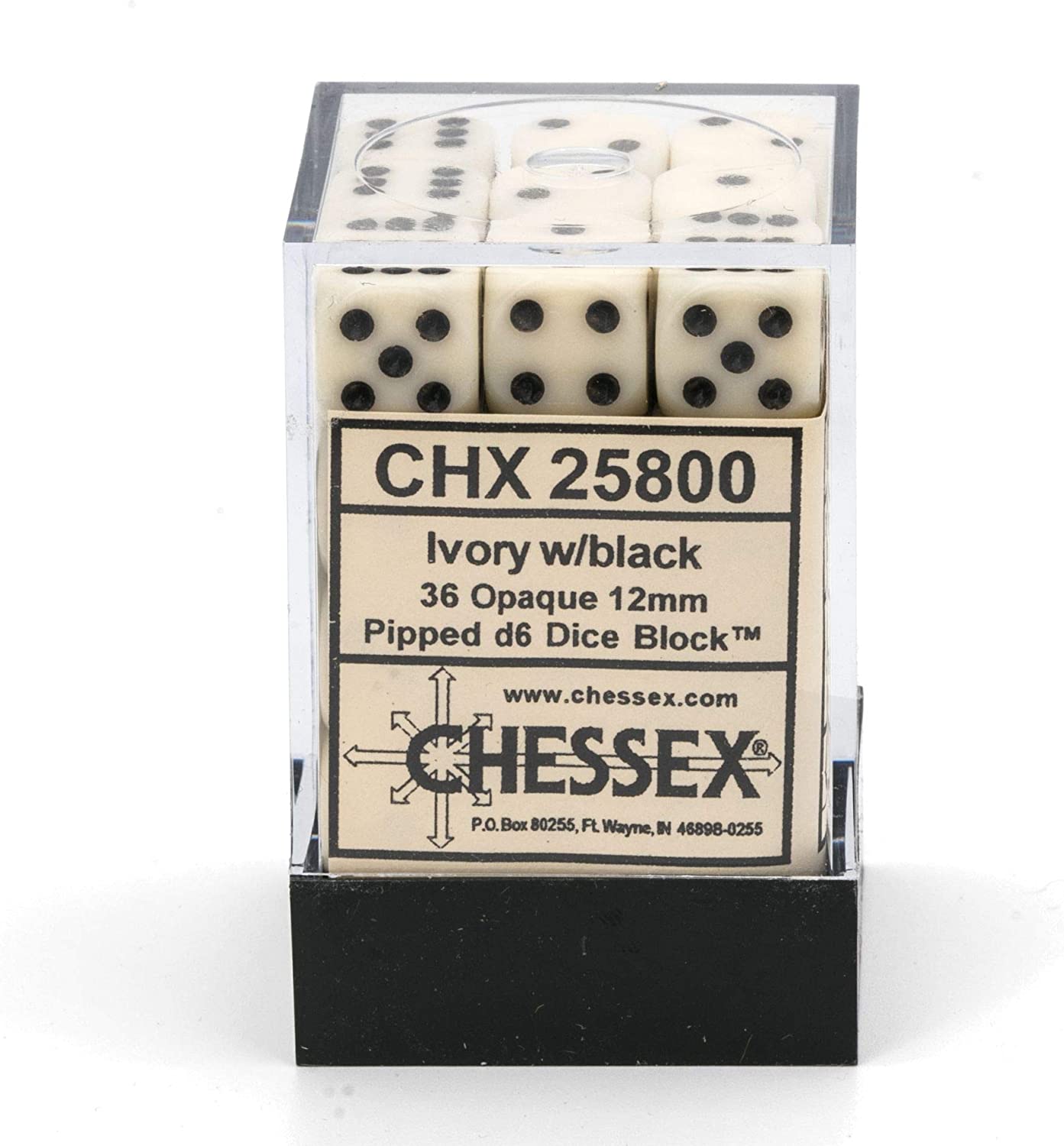 Chessex Says: CHX25800 D6 Opaque Ivory/Black (36