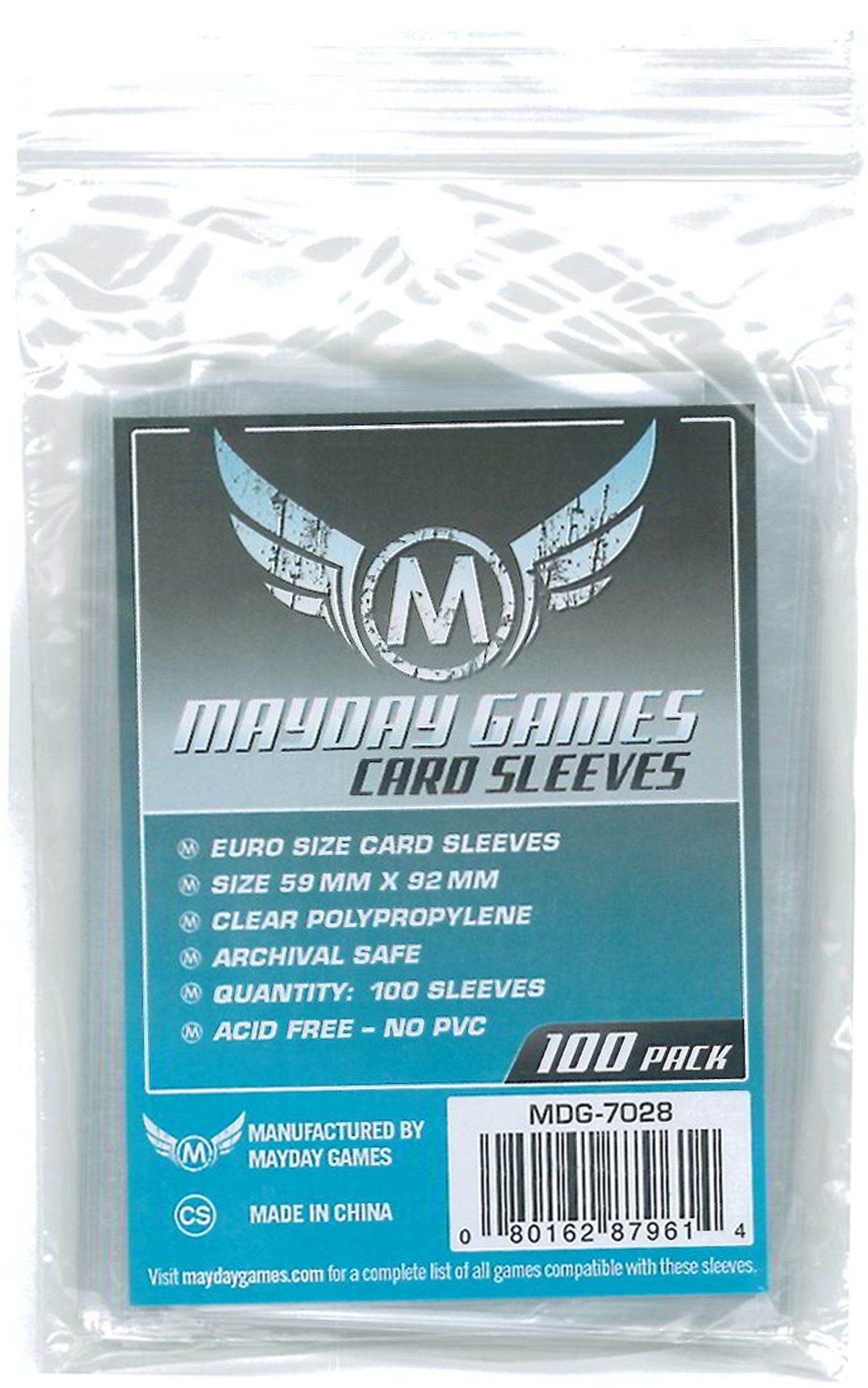 Mayday Games 59 x 92 mm SLEEVES Euro Card Game (Pack of 100