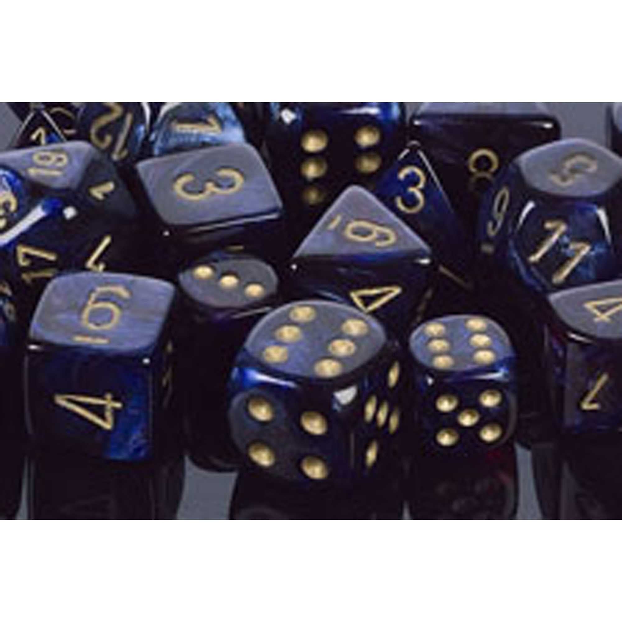 Polyhedral Dice: Scarab - Royal Blue with Gold (7)