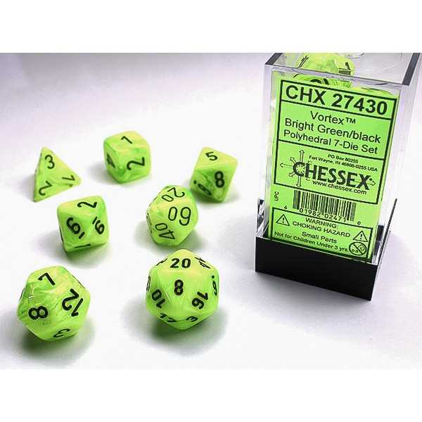 Polyhedral Dice: Vortex - Bright Green with Black (7)
