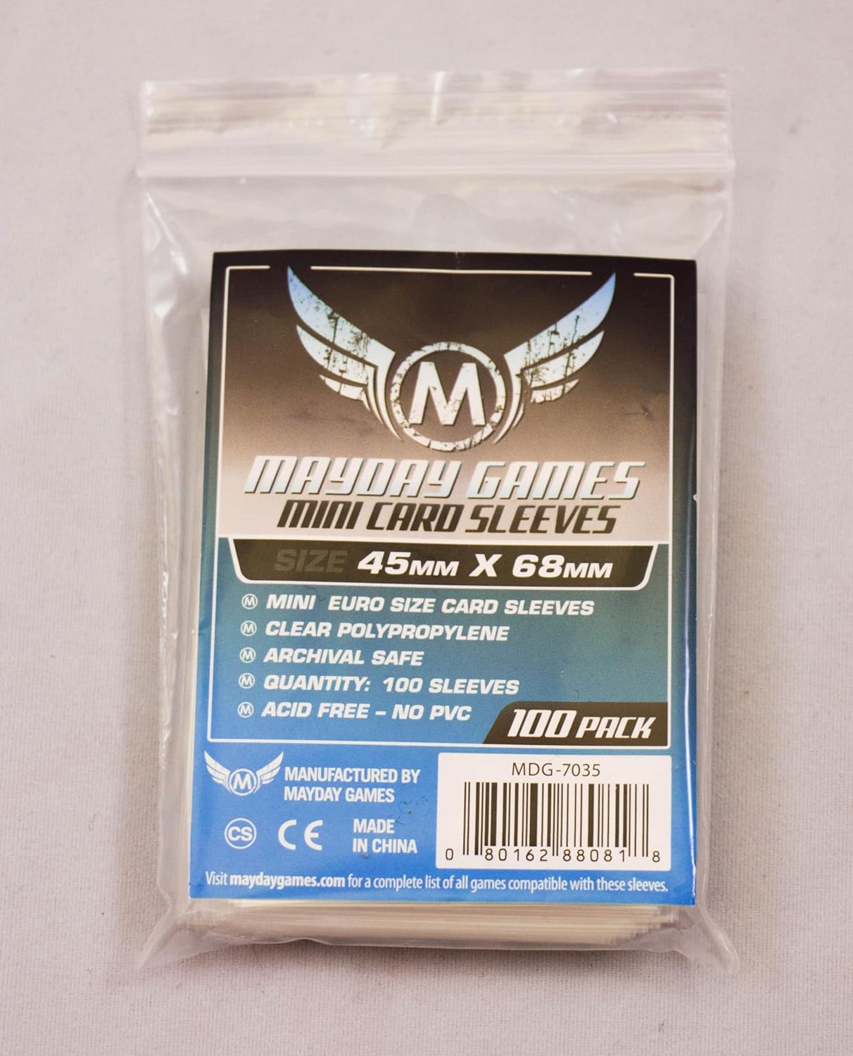 Mini Euro Game Play Card Sleeves (100 Sleeves/Pack - 45 MM X 68 MM