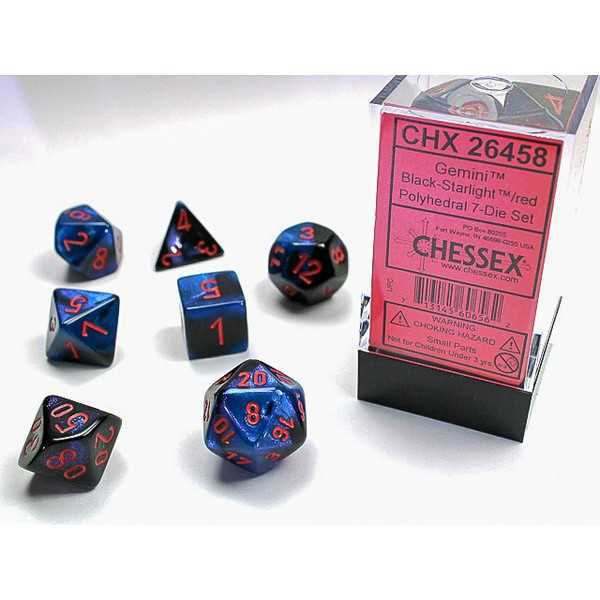 Polyhedral Dice: Gemini - Black-Starlight with Red (7)