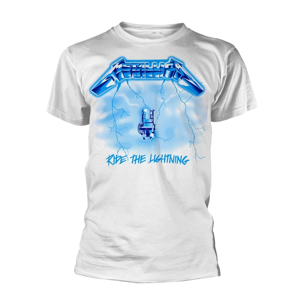 METALLICA - RIDE THE LIGHTNING (WHITE) WHITE T-Shirt, Front & Back Print Medium