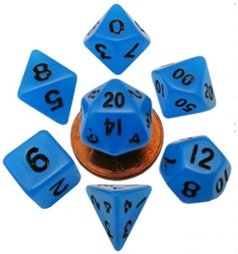7-Set Mini: 10mm: Glow BU w/BK Numbers