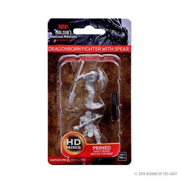 D&D Unpainted Miniatures: Dragonborn Male Fighter with Spear