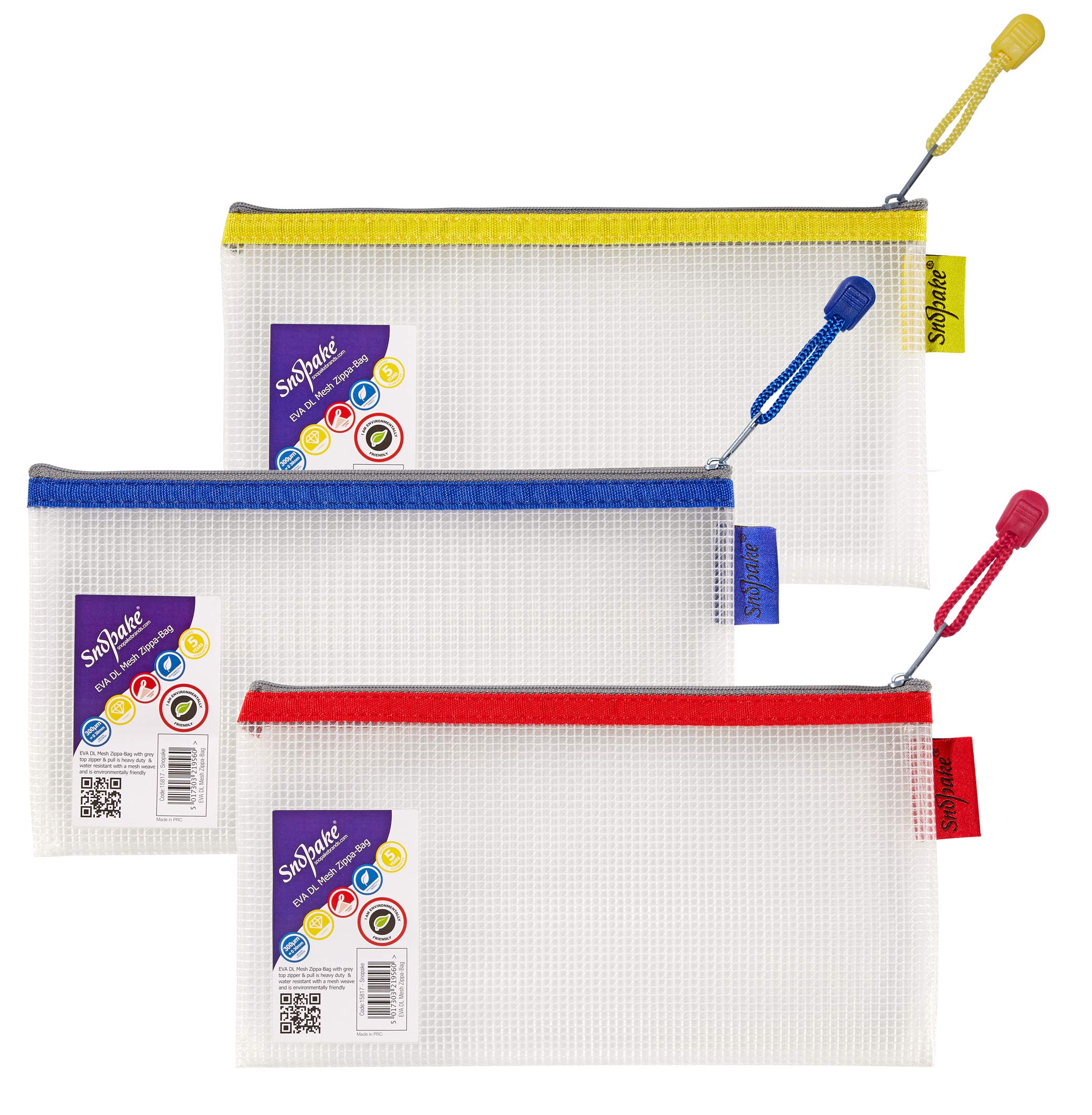 Snopake DL Heavy Duty EVA Mesh Zippa-Bag 240 x 130 mm - Transparent/Assorted