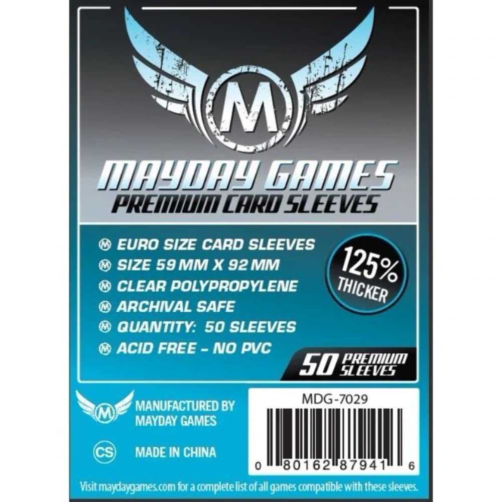 Mayday Games 59 x 92 mm SLEEVES Euro Premium Card Game (Pack of 50
