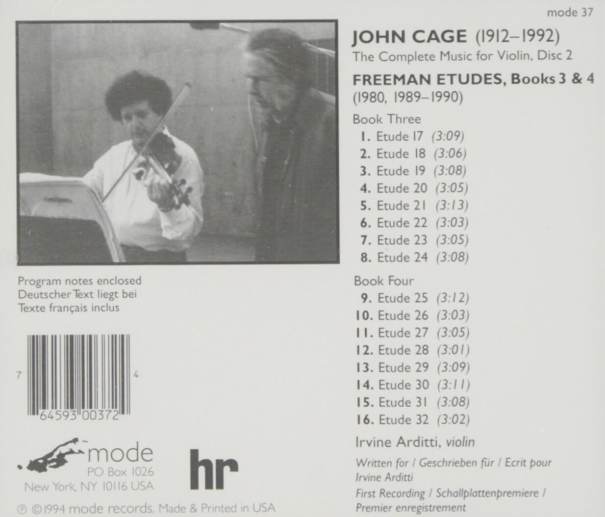 Cage-Edition Vol. 9 (Werke für Violine