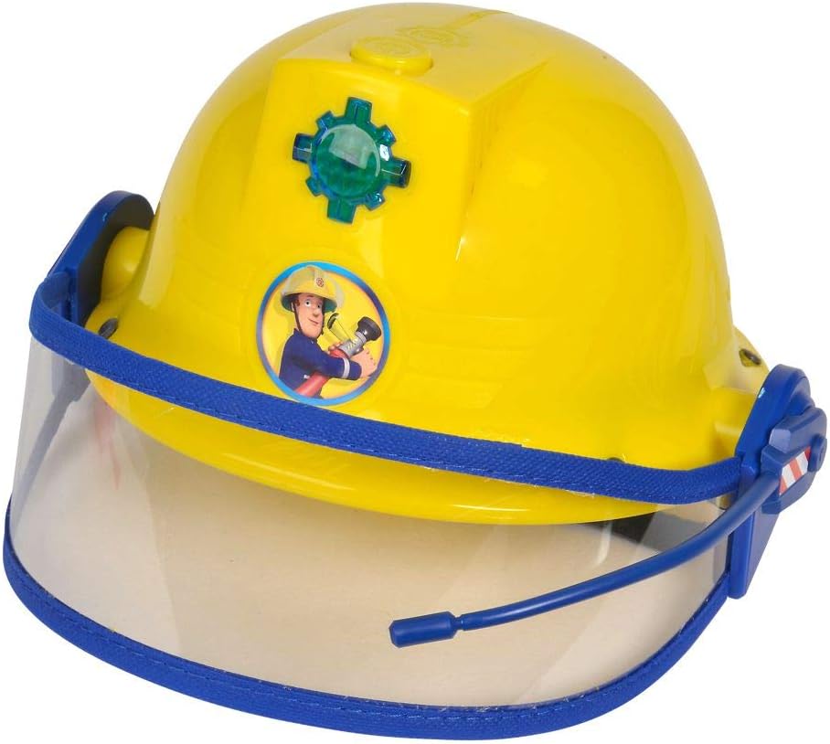 Simba 109252365 Fireman Sam Helmet with Function, Yellow, with Light and Siren Sound, Size Adjustment, Diameter: 23 cm, for Children from 3 Years