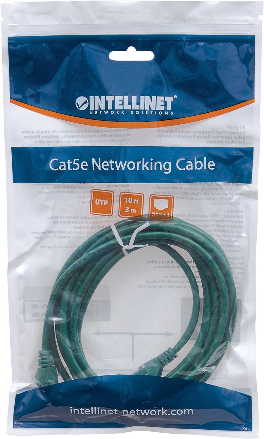 Intellinet Network Patch Cable, Cat6, CCA, U/UTP, PVC, contactos chapados en Oro, sin enganches, con Botas, Bolsa de Polietileno, 1 m, Verde