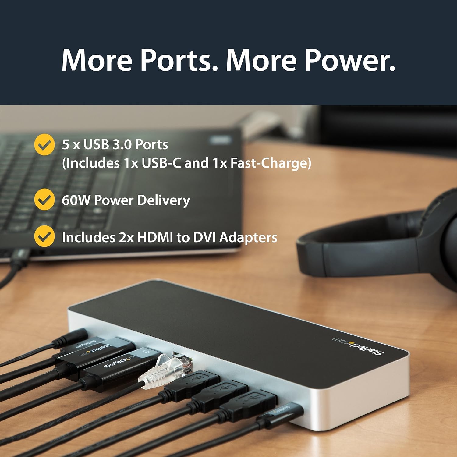 StarTech.com Dual Monitor USB C Docking Station with 60W Power Delivery for Windows Laptops - USB C to HDMI / DVI Dock - USB 3.1 Gen 1 Type C Dock w/ Charging - Thunderbolt 3 Compatible (MST30C2HHPDU
