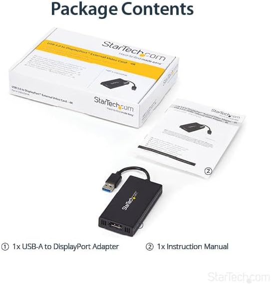 StarTech.com USB 3.0 to DisplayPort Adapter 4K Ultra HD, DisplayLink Certified, Video Converter w/ External Graphics Card - Mac & Windows (USB32DP4K
