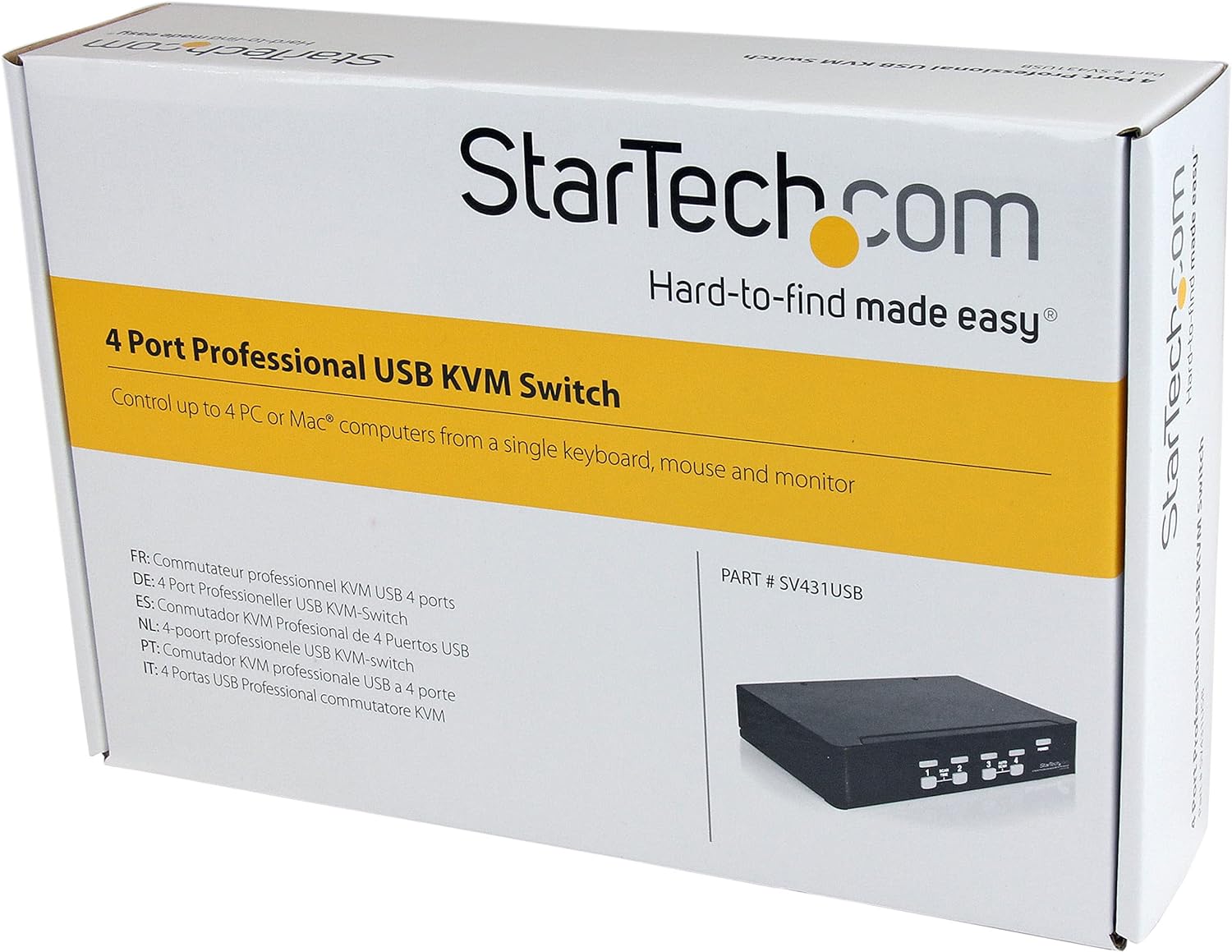 StarTech.com 4 Port Professional VGA USB KVM Switch with Hub - 1U Rack-mountable KVM Switch (SV431USB