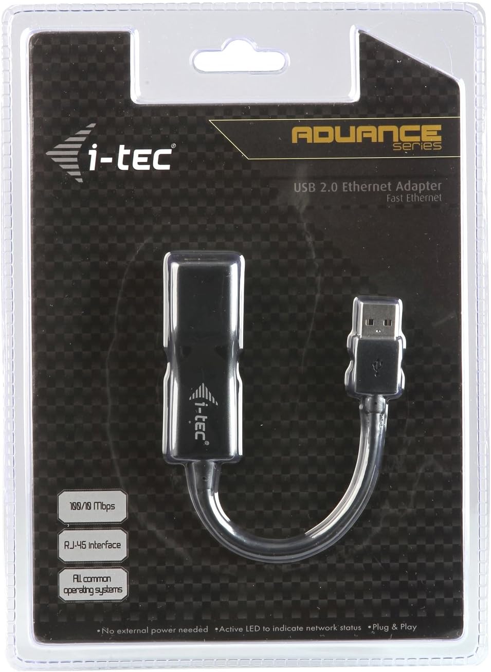 i-tec USB 2.0 Fast Ethernet LAN Network Adapter USB 2.0 to RJ-45 LED for Windows MacOS Linux