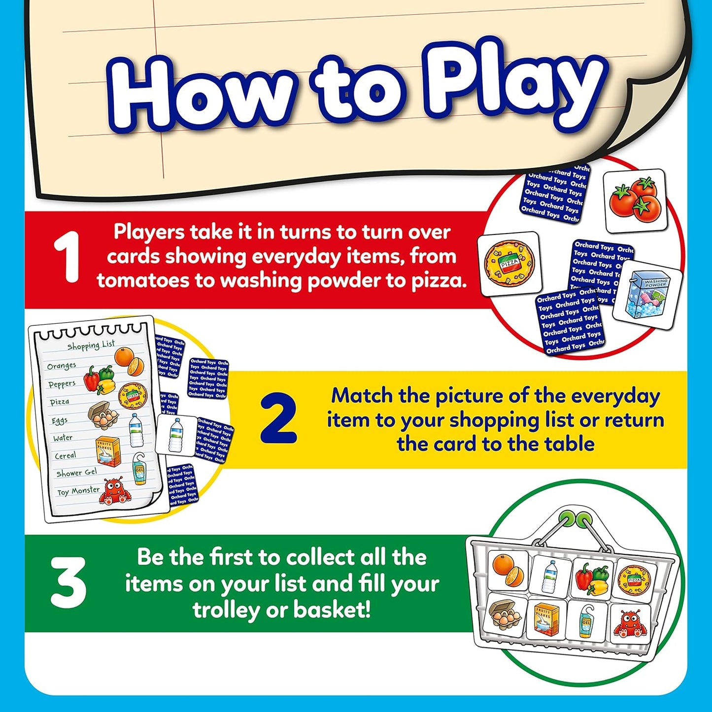 Orchard Toys Shopping List Memory and Matching Pairs Large Card Game, Food Shop & Trolley Snap Cards for Kids Educational Games and Toys for Toddler and Children, 3+ Year Olds, Girls & Boys