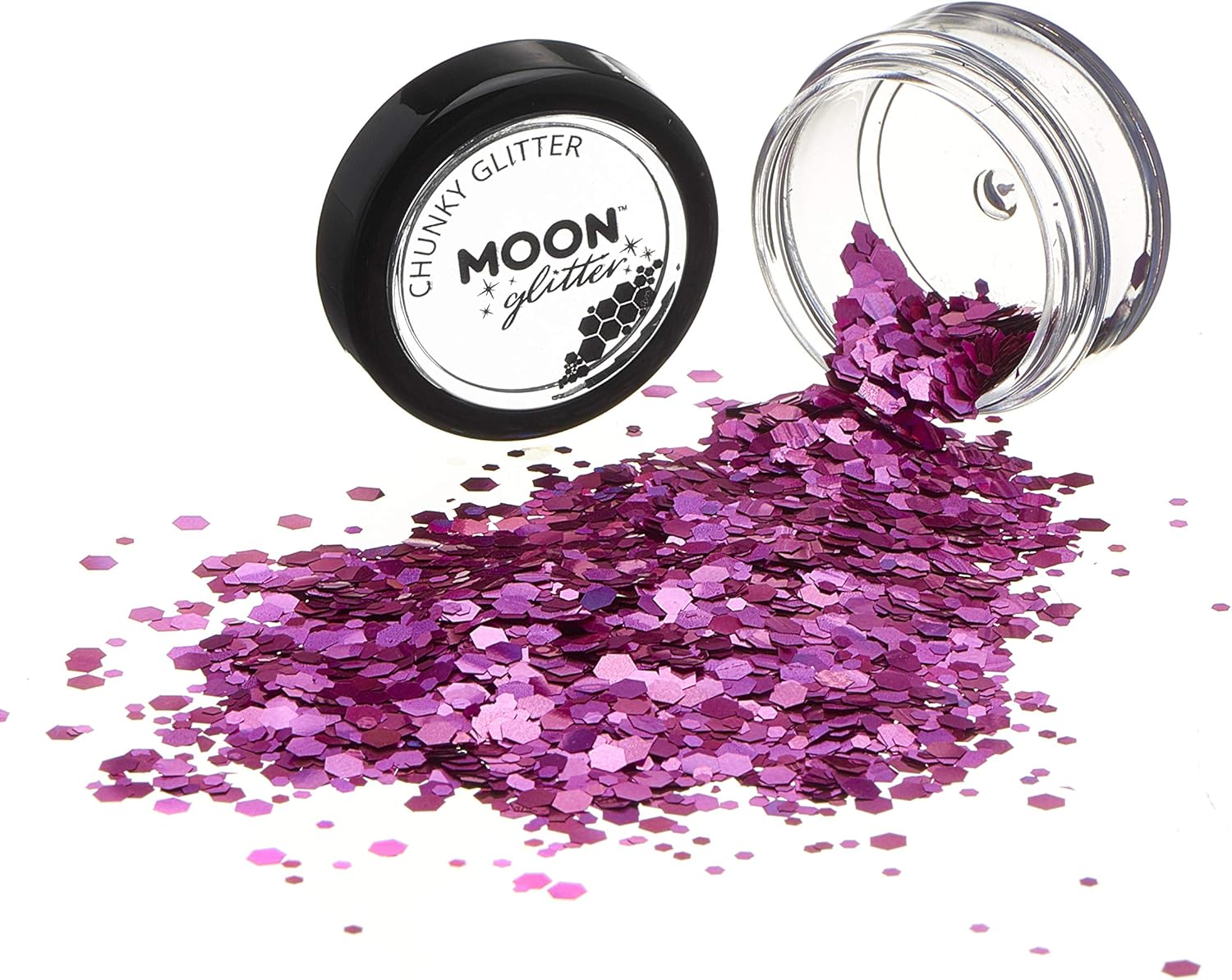 Smiffys Moon Glitter Holographic Chunky Glitter, Pink