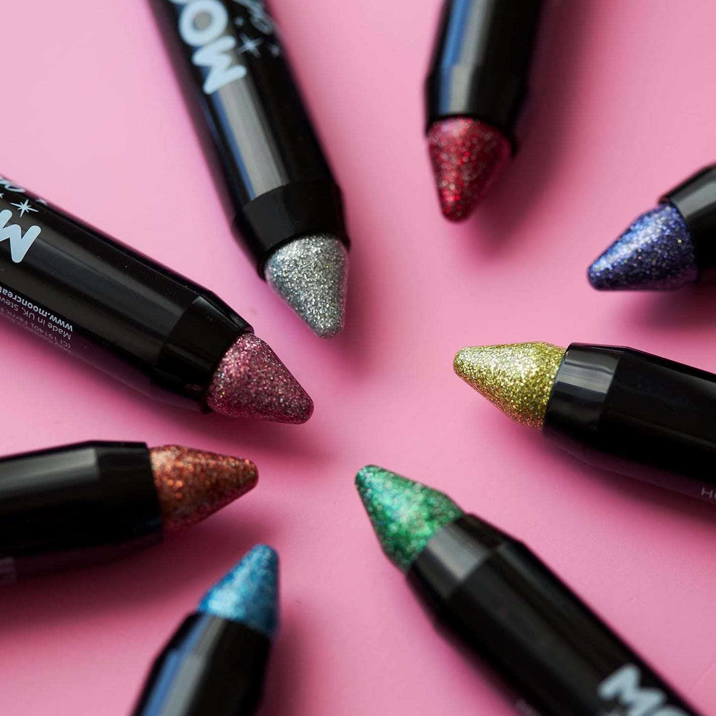 Smiffys Moon Glitter Holographic Body Crayons, Silver