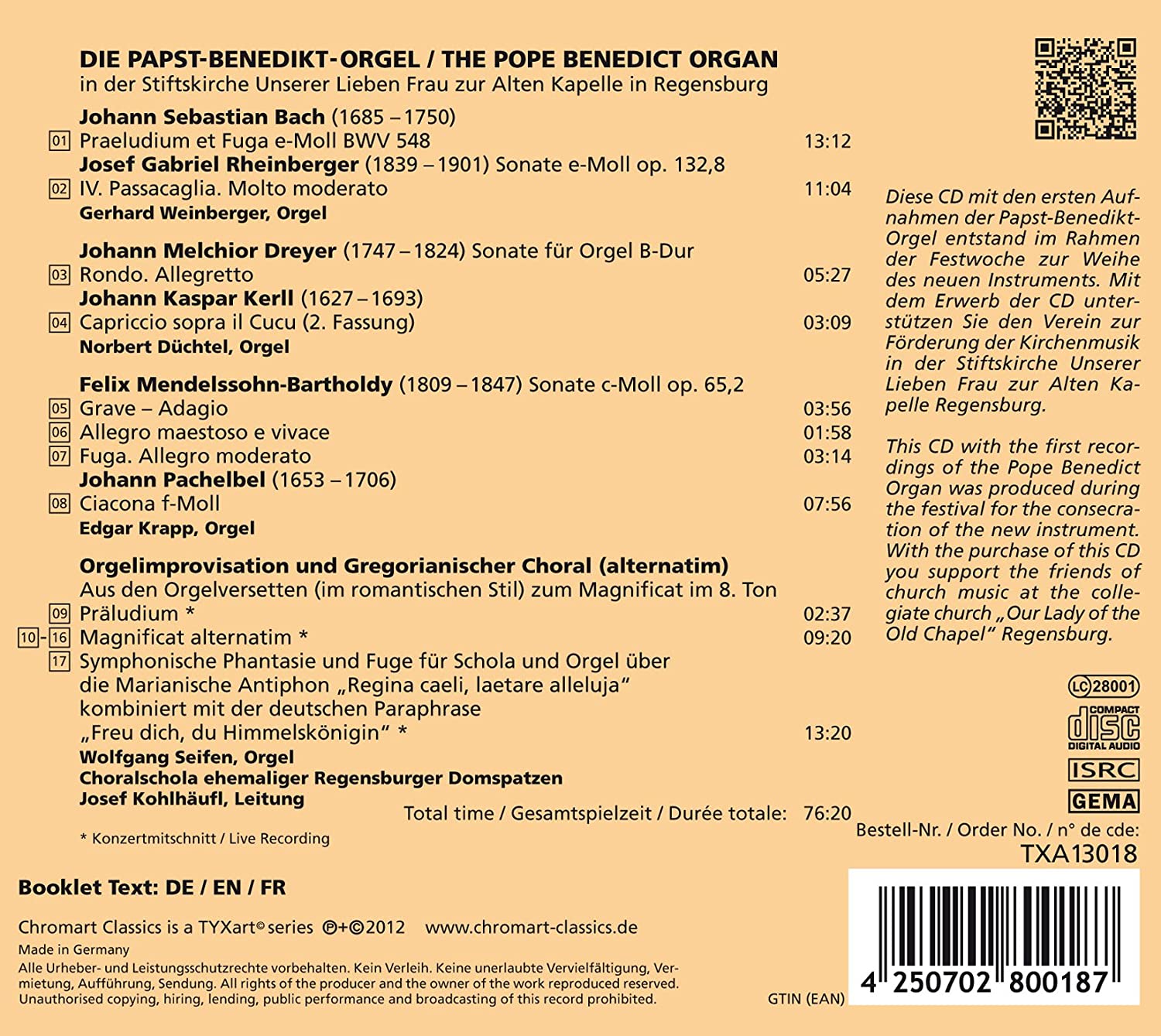 Pope Benedict Organ