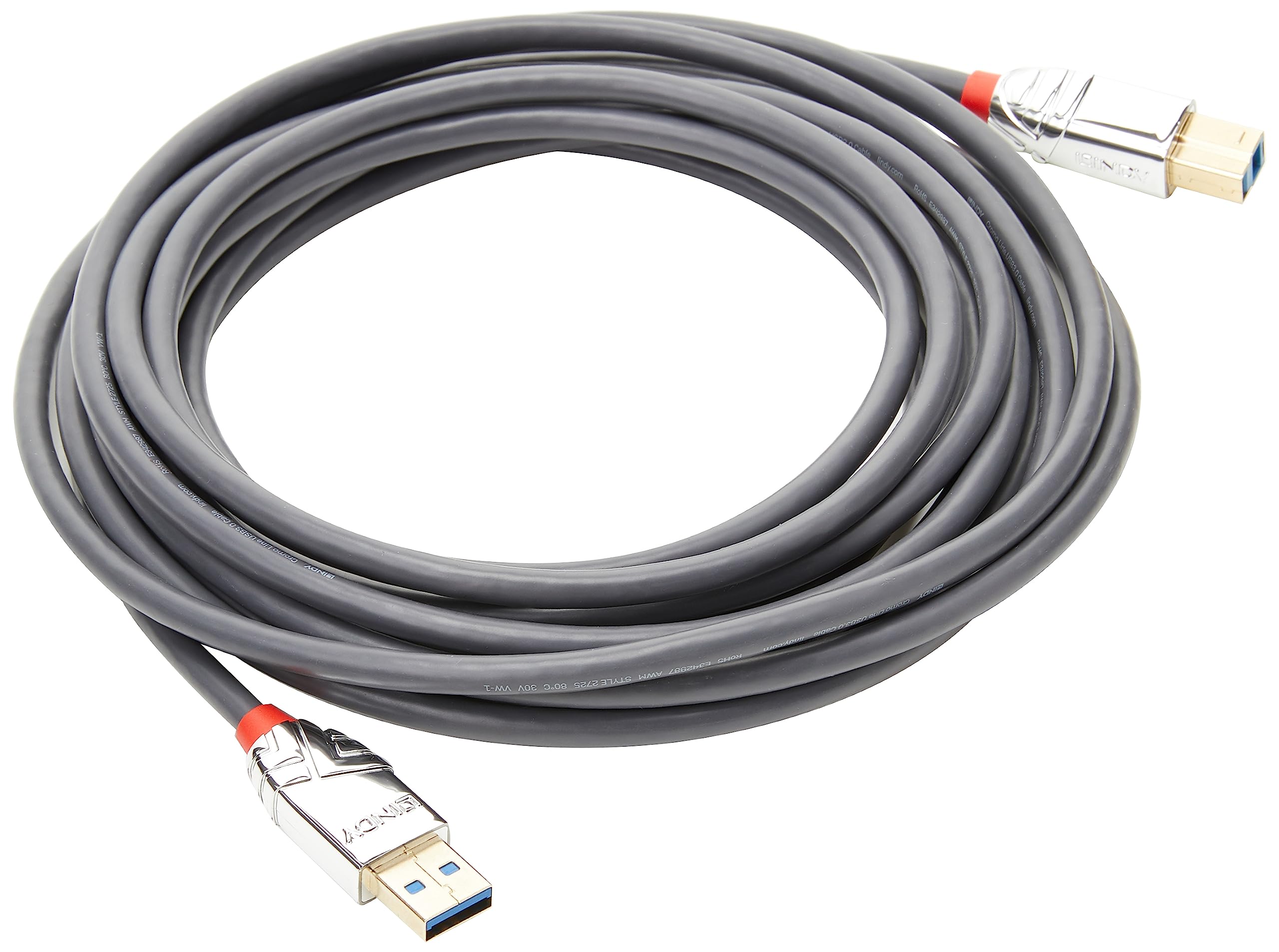 Lindy 5m USB B 3.0 Cable, USB-A Male to USB-B 3.0 Male Type B, Monitor, for External Hard Drive, Scanner, Printer