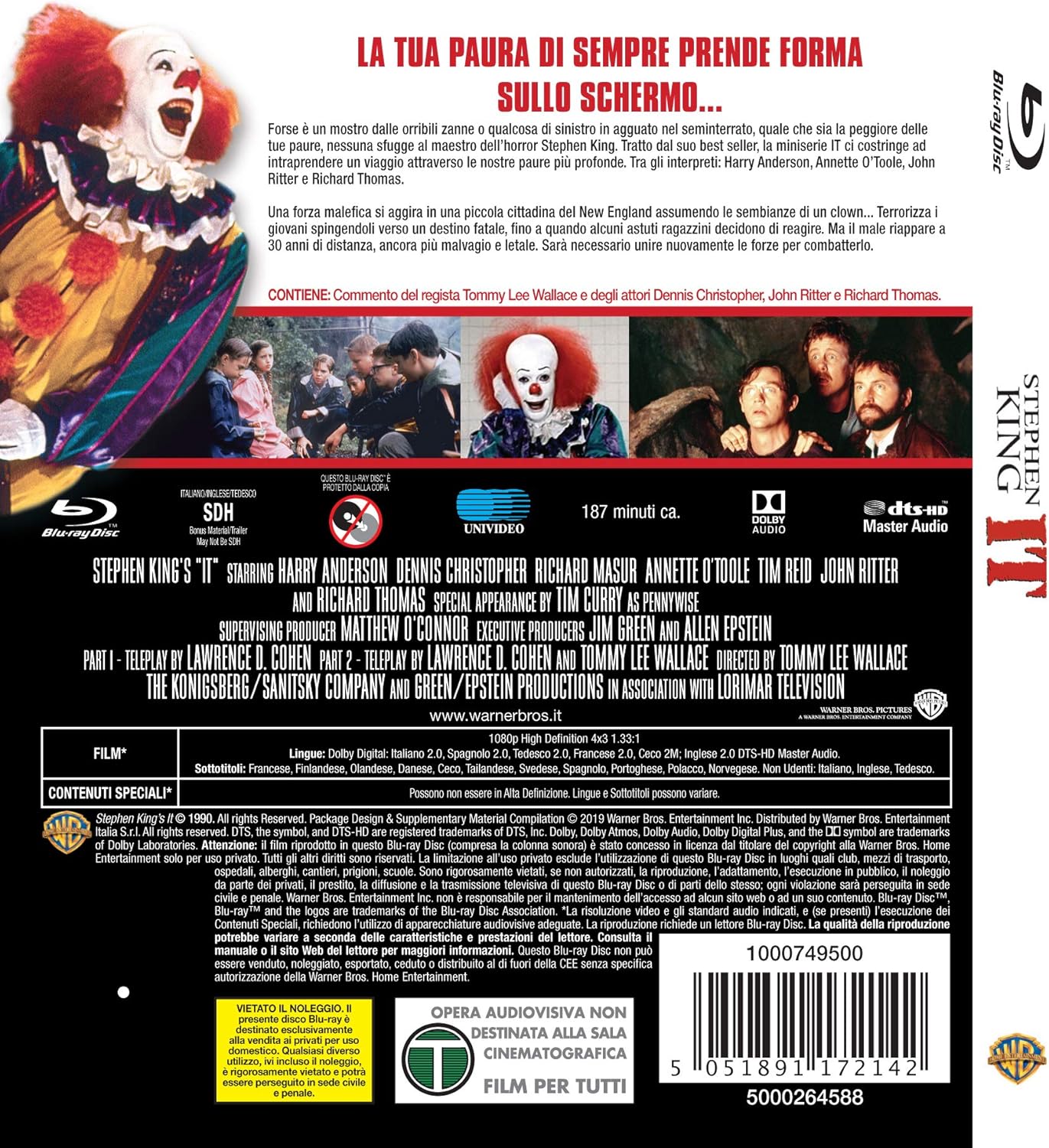 It- Stephen King's - WARNER BROS. HORROR MANIACS (Blu Ray