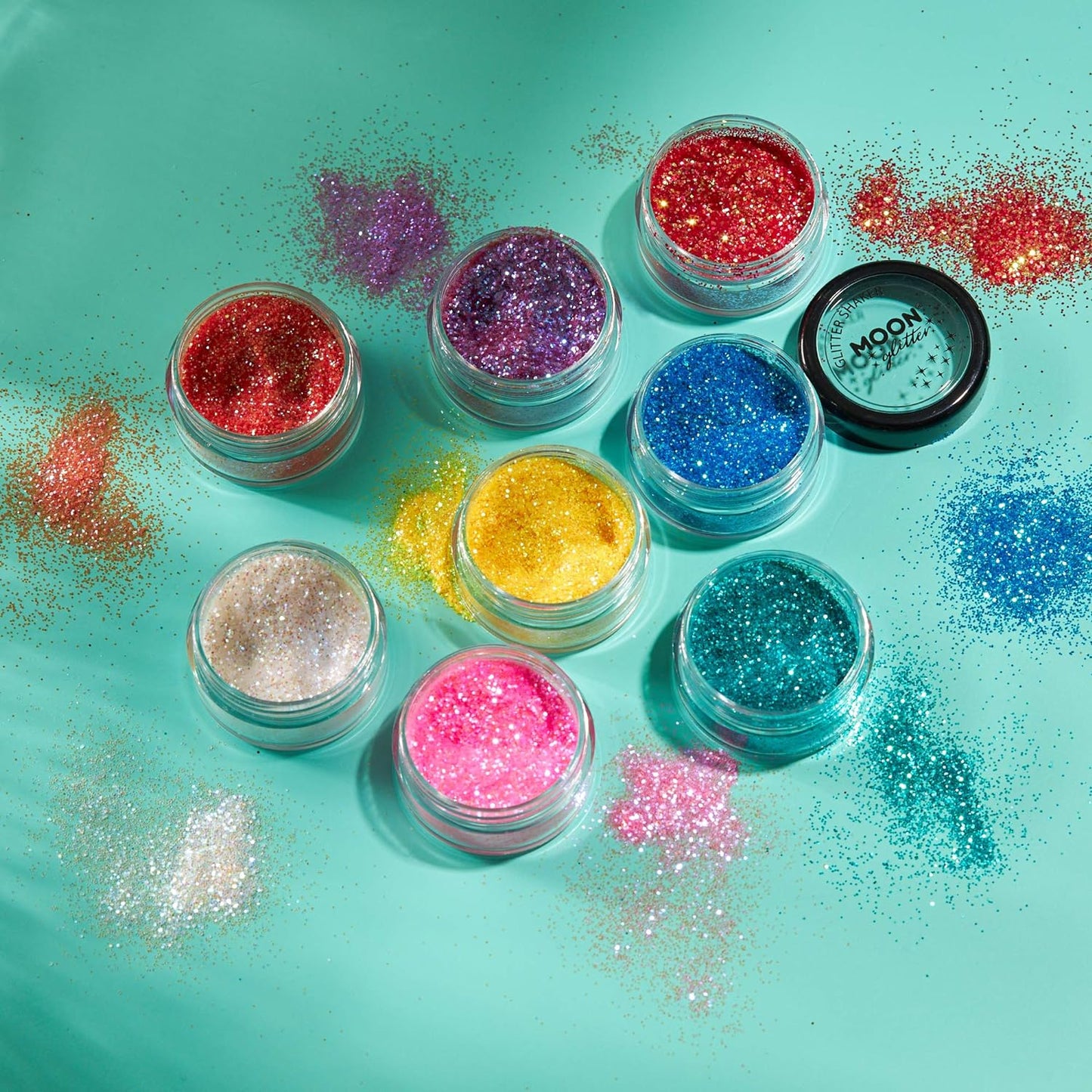 Smiffys Moon Glitter Iridescent Glitter Shakers, Orange