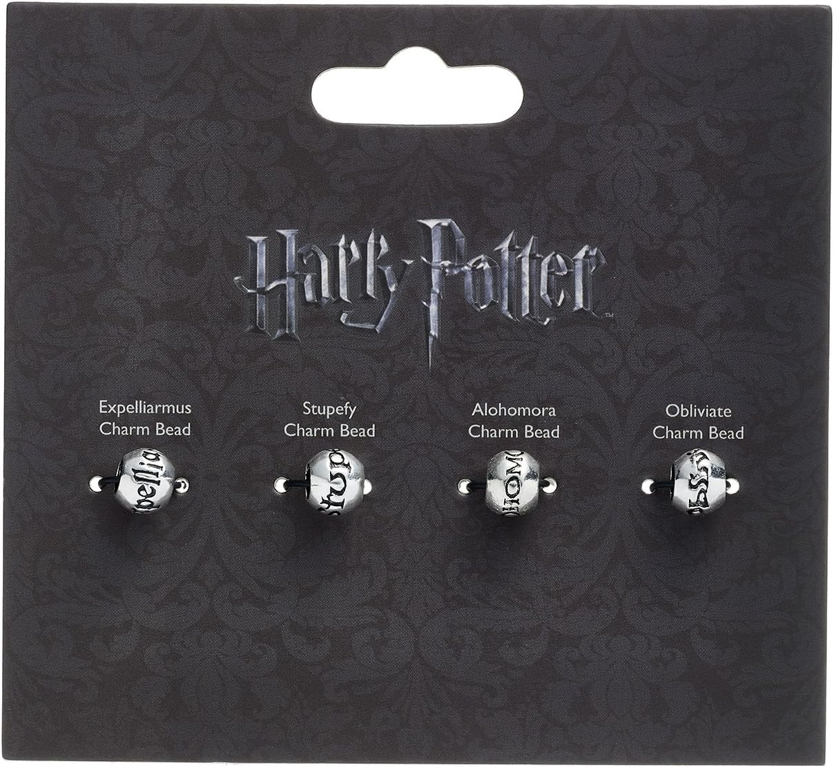 Harry Potter - Charm Set- Black Leather Bracelet/Deathly Hallows/ Snitch/ Platfrom 9 3/4/ 2 Spellbeads