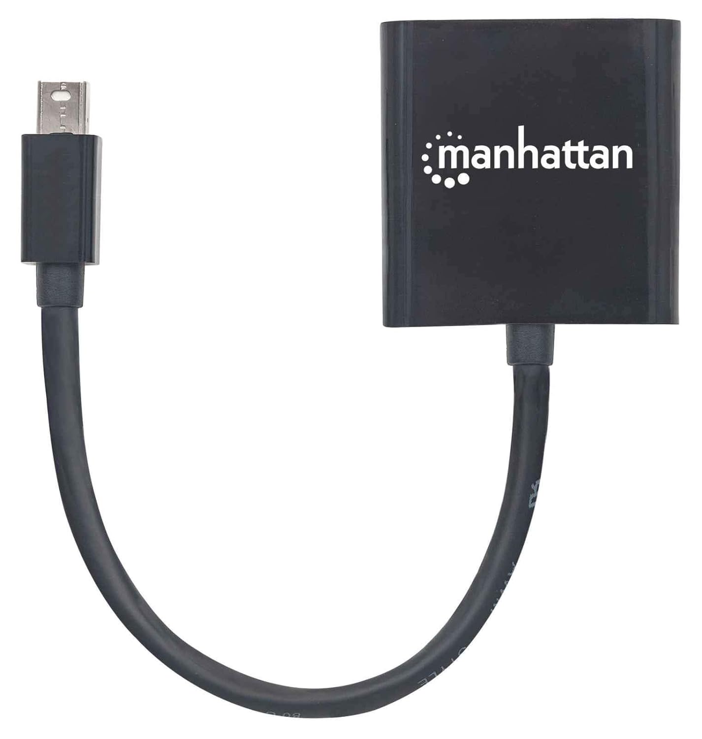 Manhattan Mini DisplayPort 1.2a to DVI-I Dual-Link Adapter Cable, 4K@30Hz, Active, 19.5cm, Male to Female, Compatible with DVD-D, Black, Three Year Warranty, Polybag
