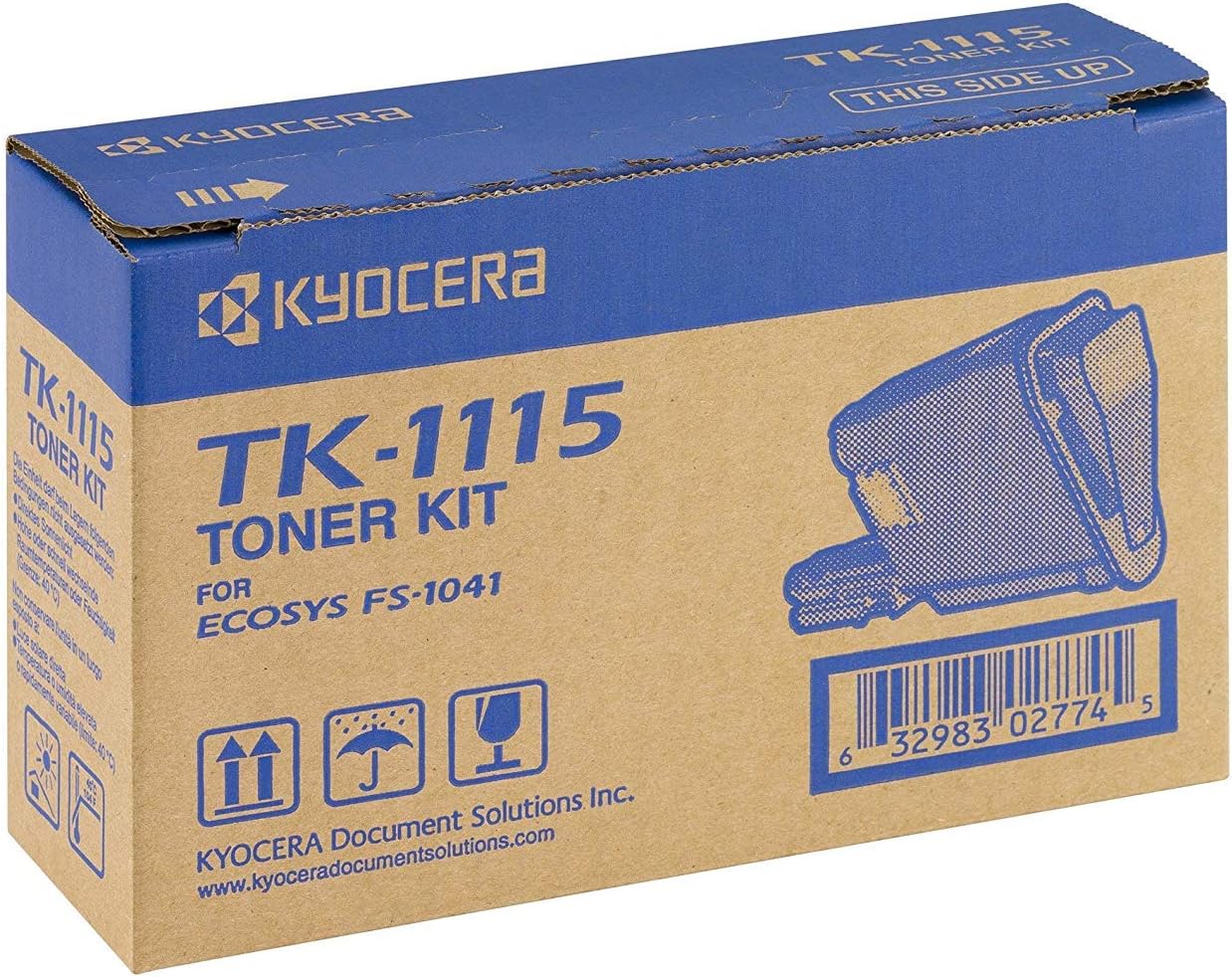 Kyocera TK-1115 Toner Black, 1,600 Pages, Original Premium Printer Cartridge 1T02M50NLV compatible with ECOSYS FS-1041, FS-1220MFP, FS-1320MFP