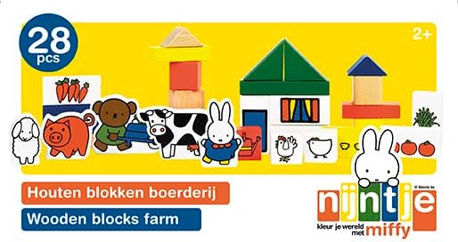 Bambolino Toys Miffy 33410 Wooden Building Blocks Farm