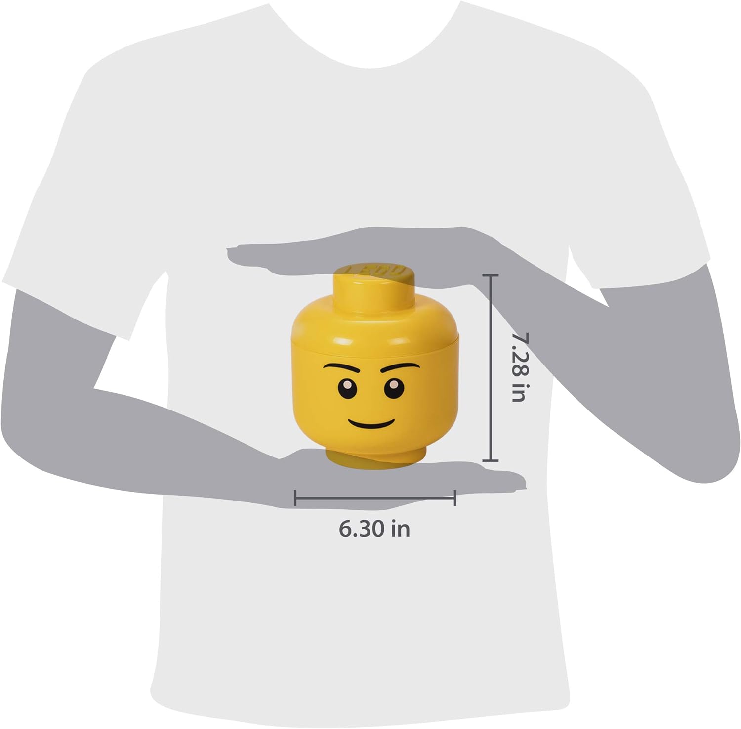 Lego Scatola Testa Ragazzo Porta Oggetti Piccola Impilabile, Giallo, S