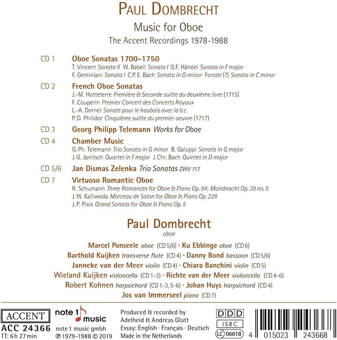Paul Dombrecht - Musik für Oboe / Music for Oboe