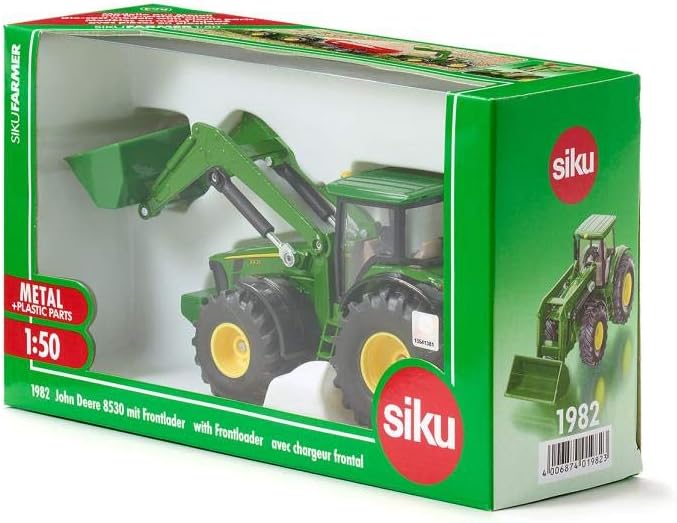 siku 1982, John Deere with Front Loader, 1:50, Metal/Plastic, Green, Multifunctional Tractor with Front Loader 1:50