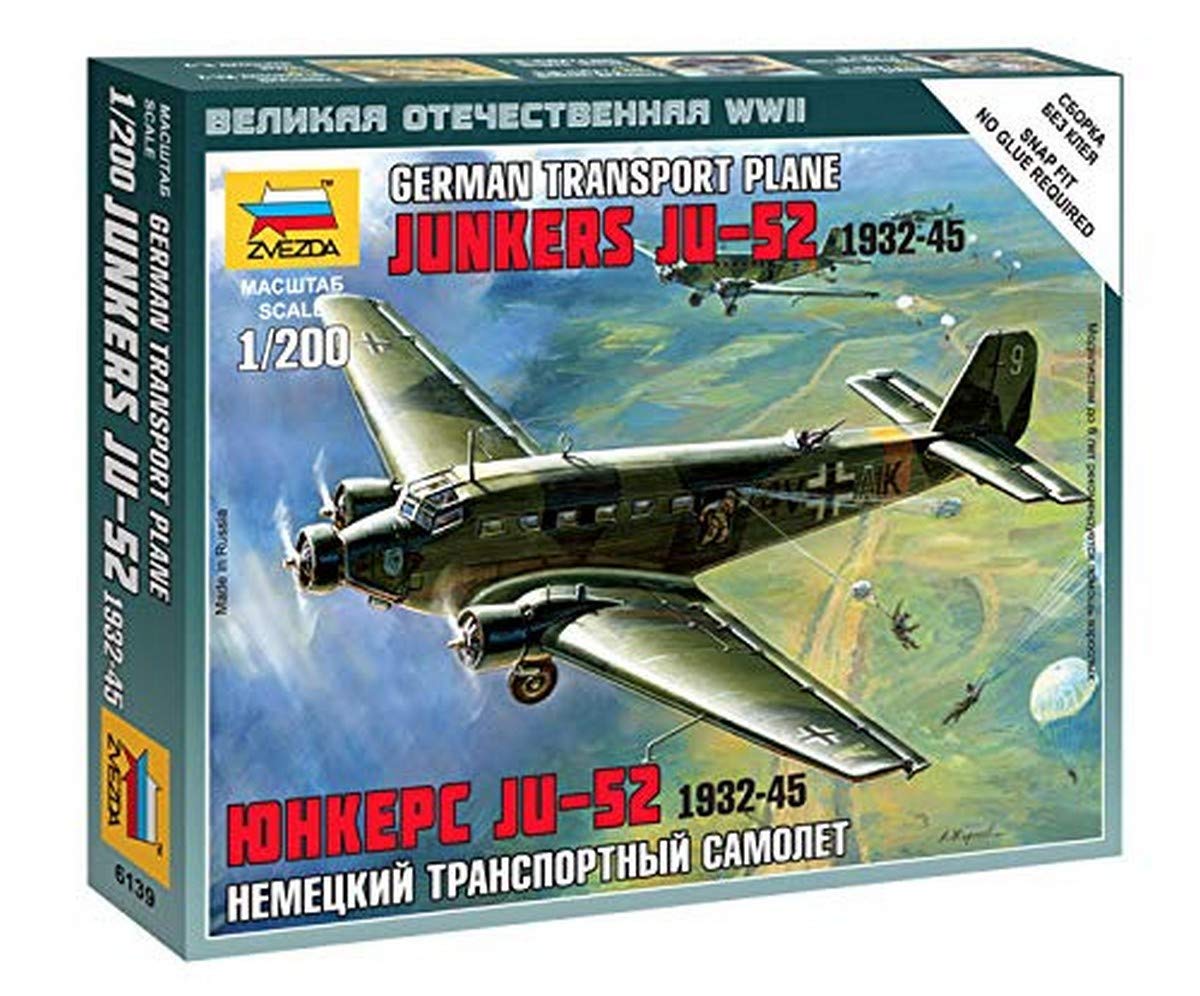 Zvezda Z6139 Aeroplane Model - Junkers JU52, 1:200 Scale