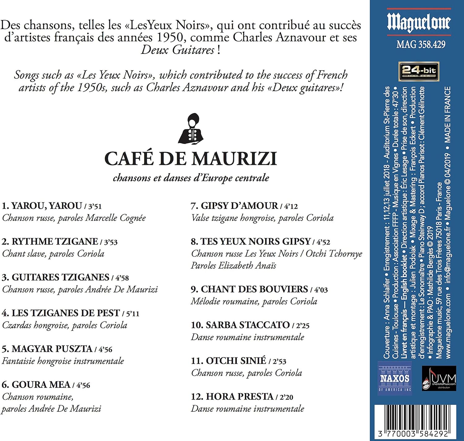 Oreste Eugene De Maurizi - Cafe` De Maurizi: Tes Yeux Noir Gipsy