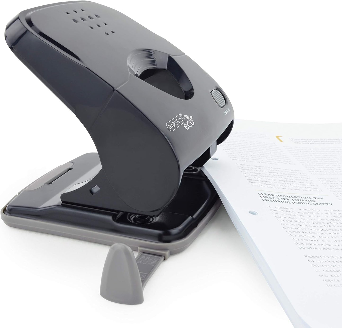 Rapesco 1525 ECO X5-40ps Less Effort 2 Hole Punch, 40 Sheet Capacity, Black