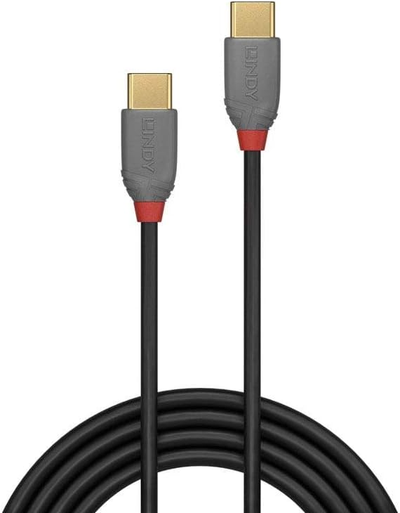 LINDY 36873 3 m USB 2.0 Type C to C Cable, Anthra Line Black