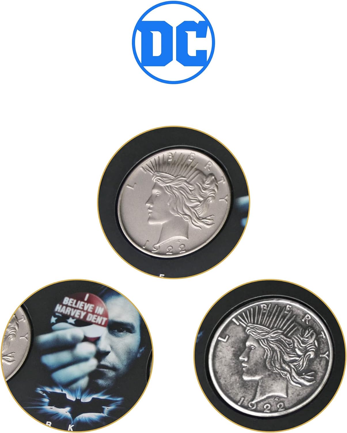The Noble Collection DC The Dark Knight Harvey Dent & Two-Face Coin Set - 6in (15.5cm) Batman Prop Replica Display - Officially Licensed Film Set Movie Prop Replicas Gifts