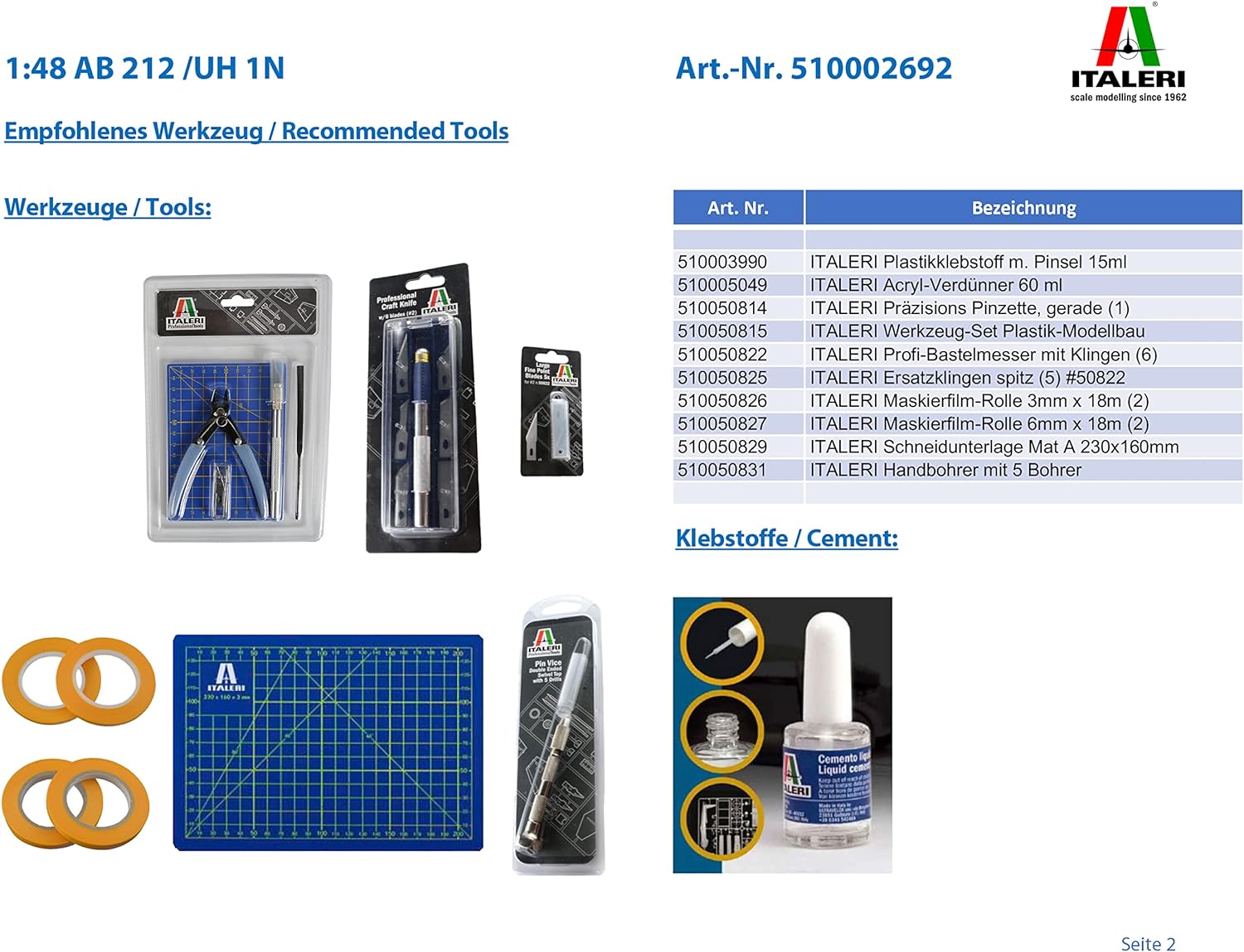 Italeri 510002692 – 1: 48 AB 212/UH 1 N Helicopter