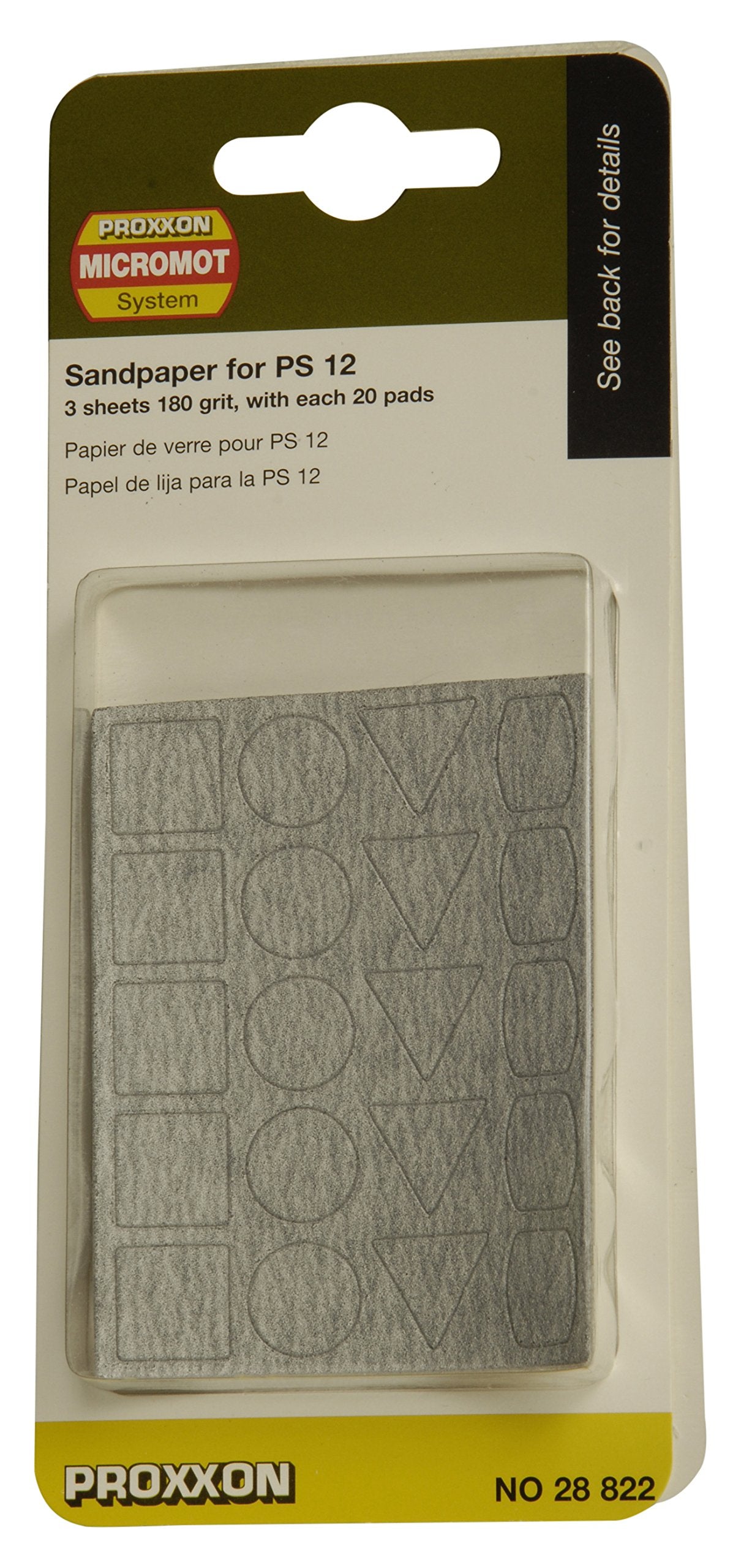 Proxxon 28822 Sandpaper for PS 12, 3 Sheets 180 grit, 20 Pads, White