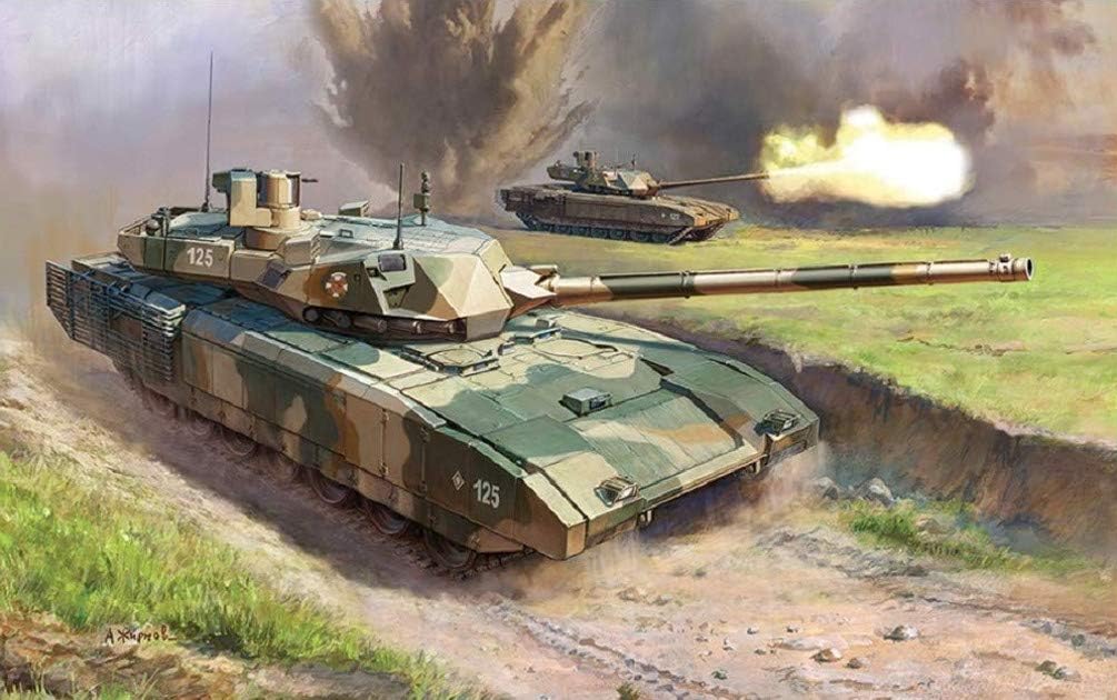 Zvezda 5056 Army 500785056-1:72 T-14 Armata Russian Battle Tank, Stand Model Building, Hobby, Crafts, Plastic Kit, Unvarnished, Mittel