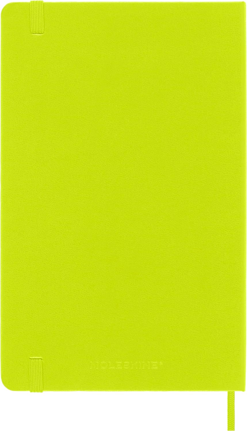 Moleskine - Classic Notebook, Plain Notebook, Hard Cover and Elastic Closure, Size Large 13 x 21 cm, Colour Lemon Green, 240 Pages