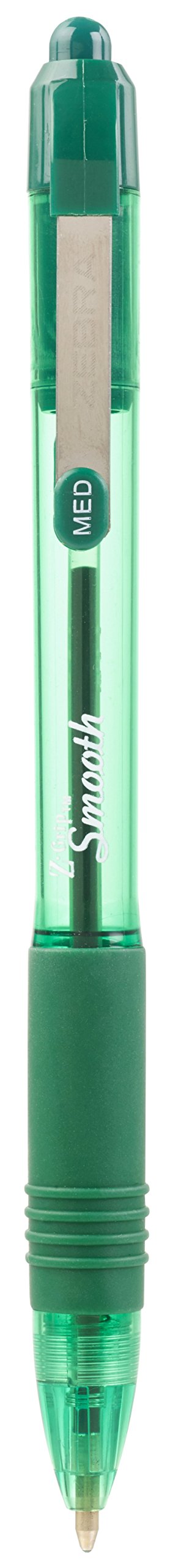 Zebra Pen Z Grip Green Pens Ballpoint, Smooth & Comfortable Ballpoint Pens with Pocket Clip, Retractable Ballpoint Pens with Green Ink, Reliable Biro Pens Multipack for Everyday Use - Med Point, 12pk