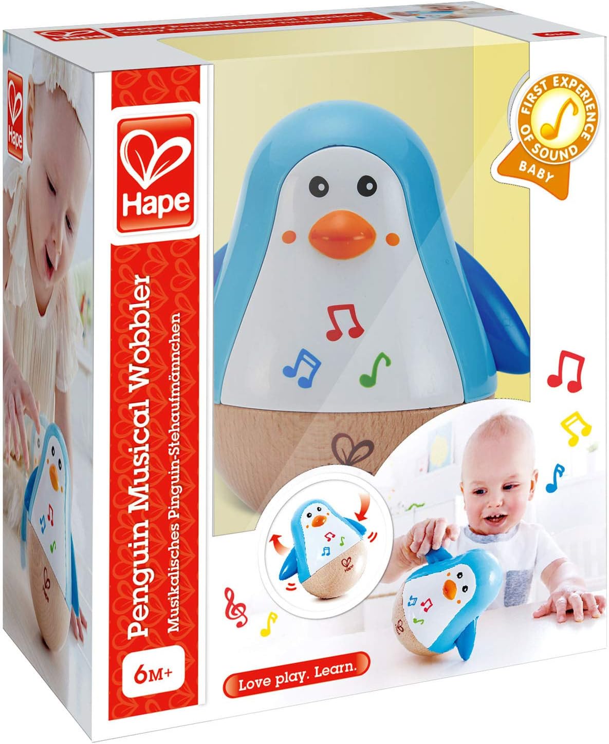 Hape Penguin Musical Wobbler | Colourful Wobbling Melody Penguin, Roly-Poly Toy for Kids 6 Months+